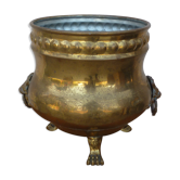 Cache pot laiton tête de lions ancien