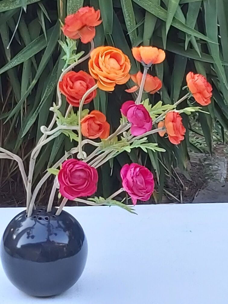 Signed ceramic flower-picker ball