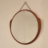 Scandinavian round mirror teak