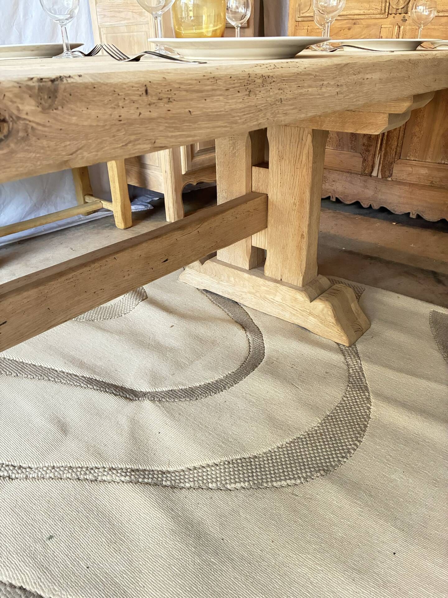 Monastery table with extensions in solid oak