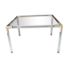 Vintage coffee table in plexiglass, glass and gold metal 1970