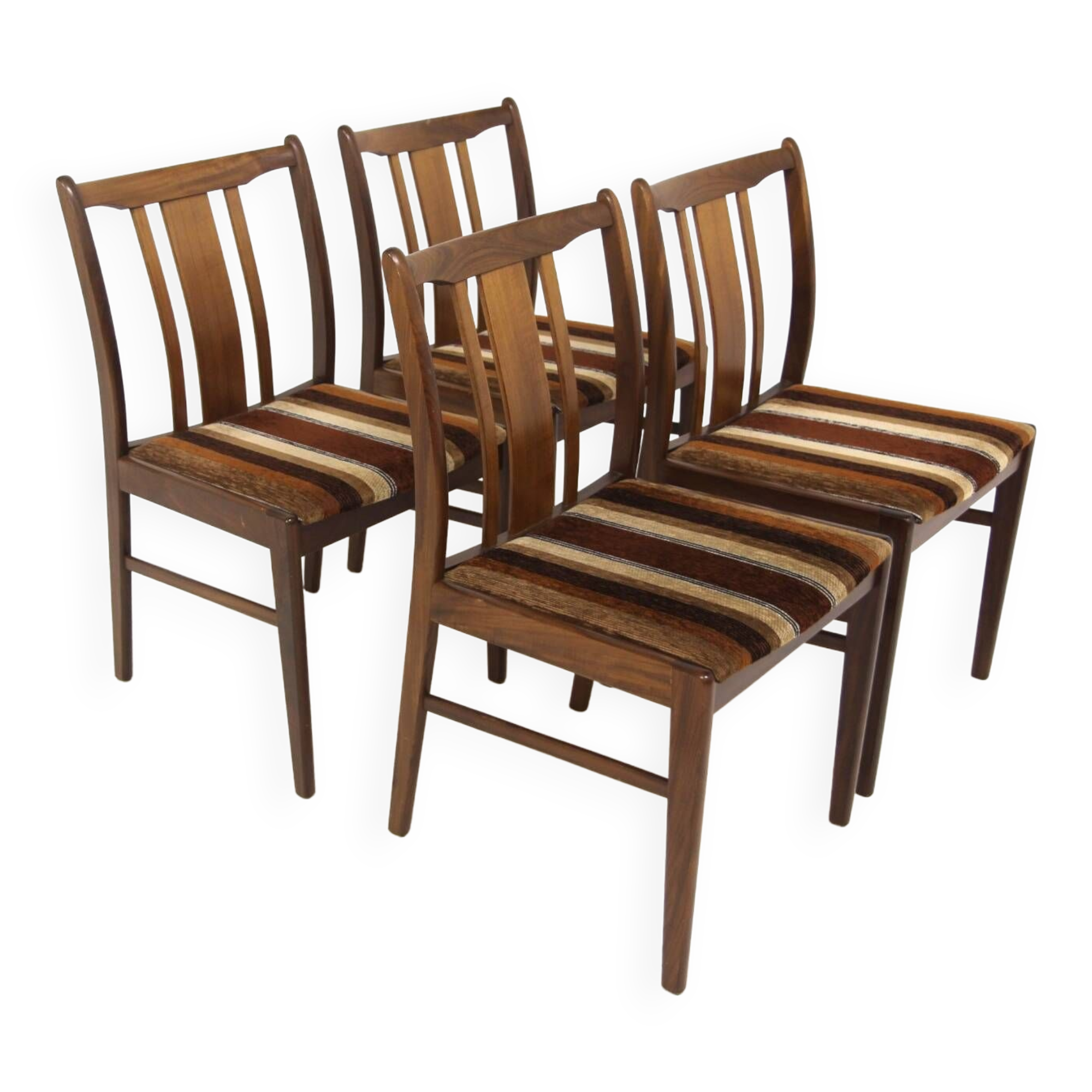 Set of 4 Scandinavian walnut chairs, Sweden, 1960
