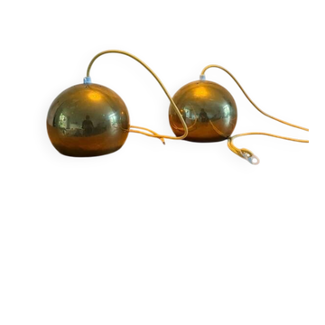 Ensemble de 2 suspensions en laiton vintage danois - style Louis Poulsen Topan