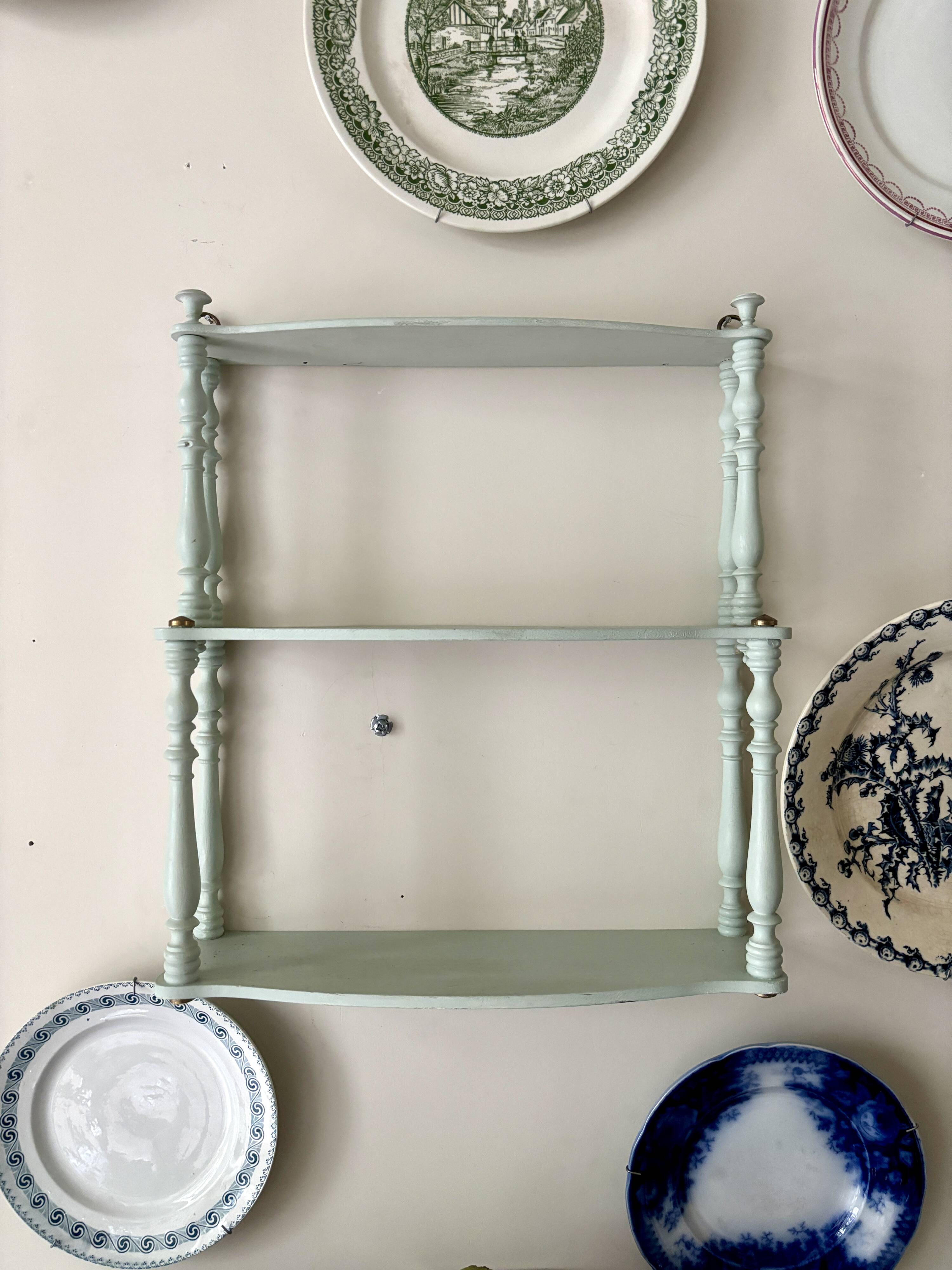 Étagère murale 3 tablettes en bois bleu ciel