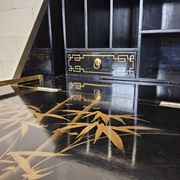 Vintage Chinese lacquer secretary desk with mother-of-pearl
