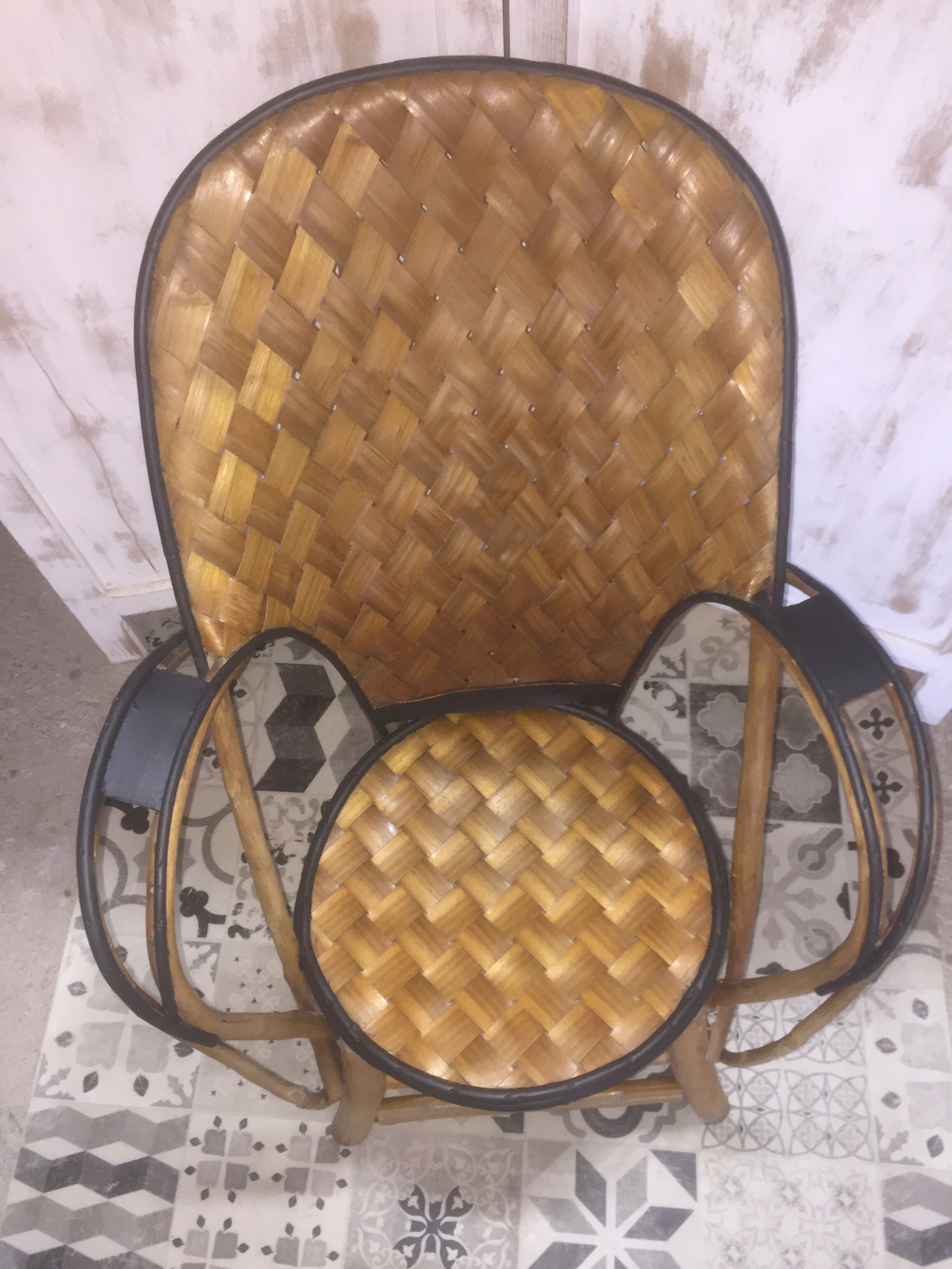 Fauteuil bambou écorce de châtaigner