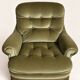 Pair of English style crapaud armchairs – 1960s – Olive green velvet