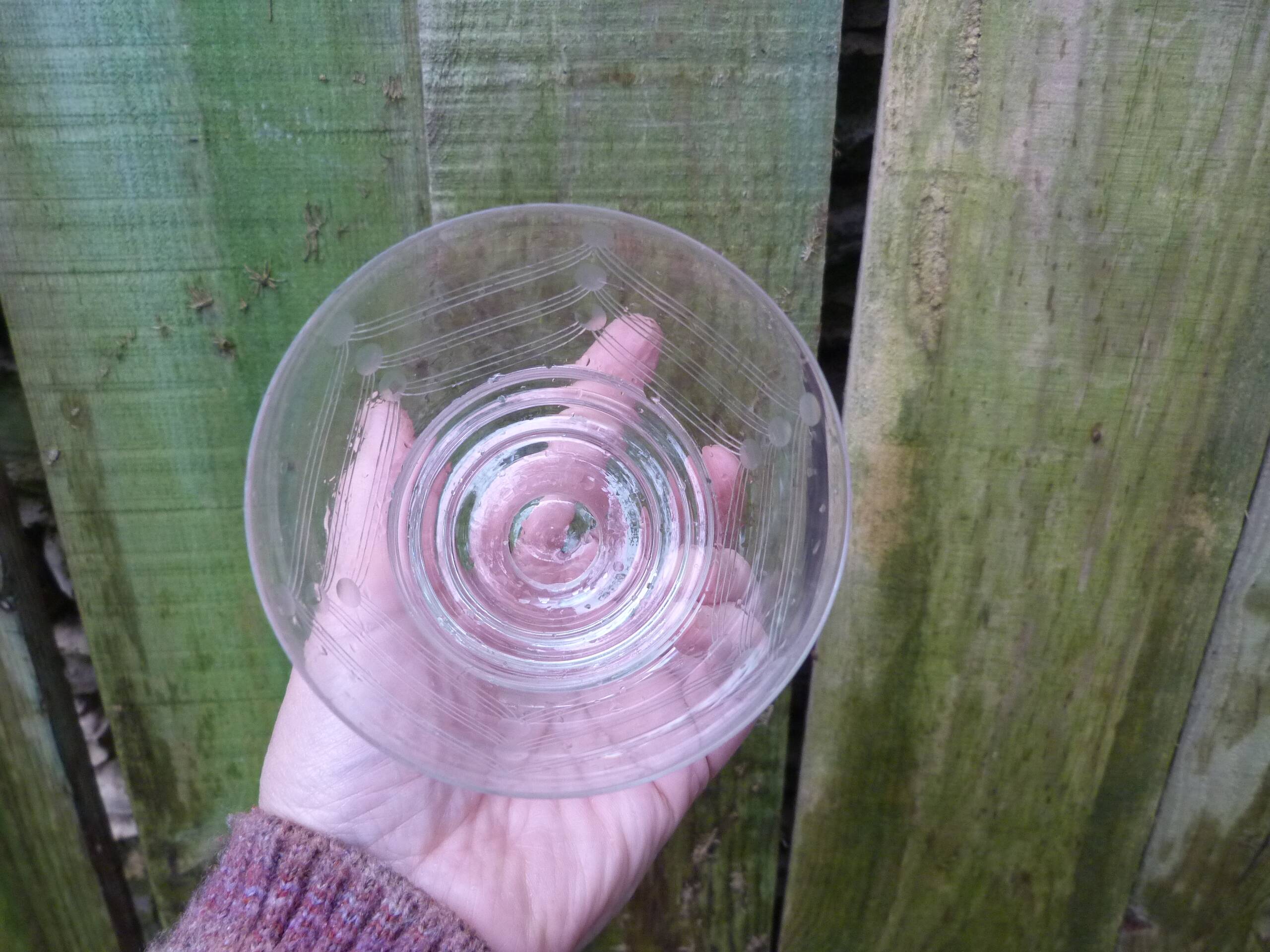 Antique engraved crystal stemmed wine glasses set of 7