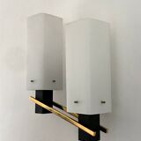 Arlus opaline and vintage steel wall light from the 1950s