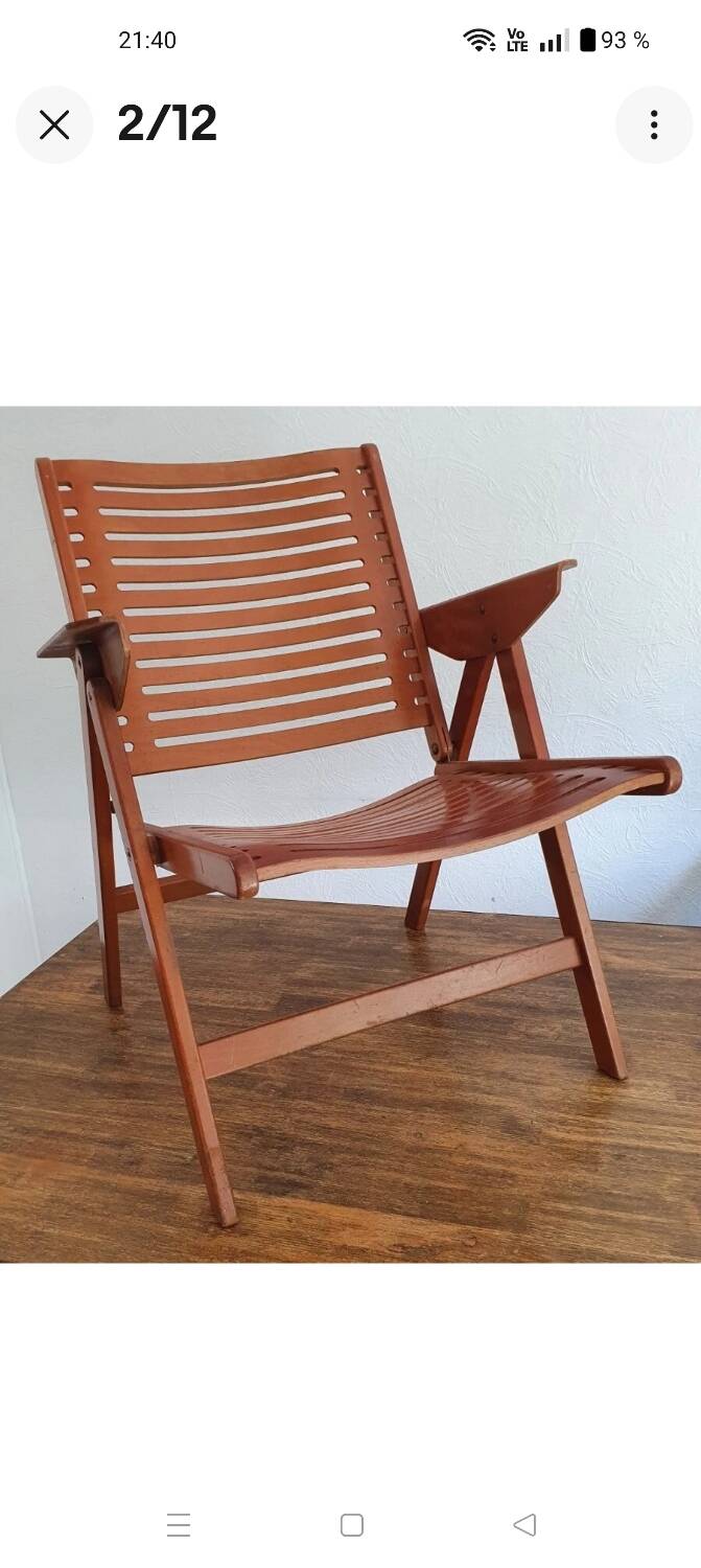REX folding armchair by designer Niko KRALJ, 1950s, compass legs