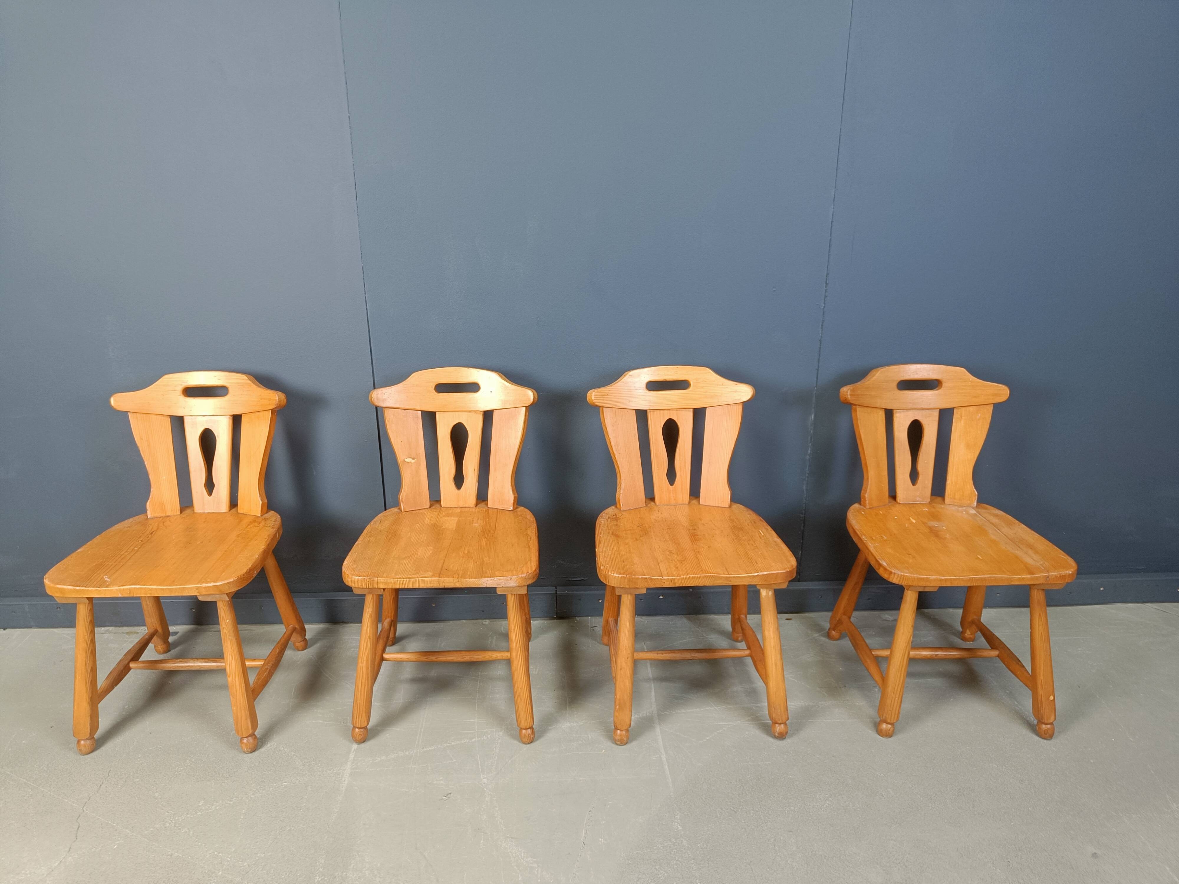 Mid century brutalist dining chairs, 1960s set of 4