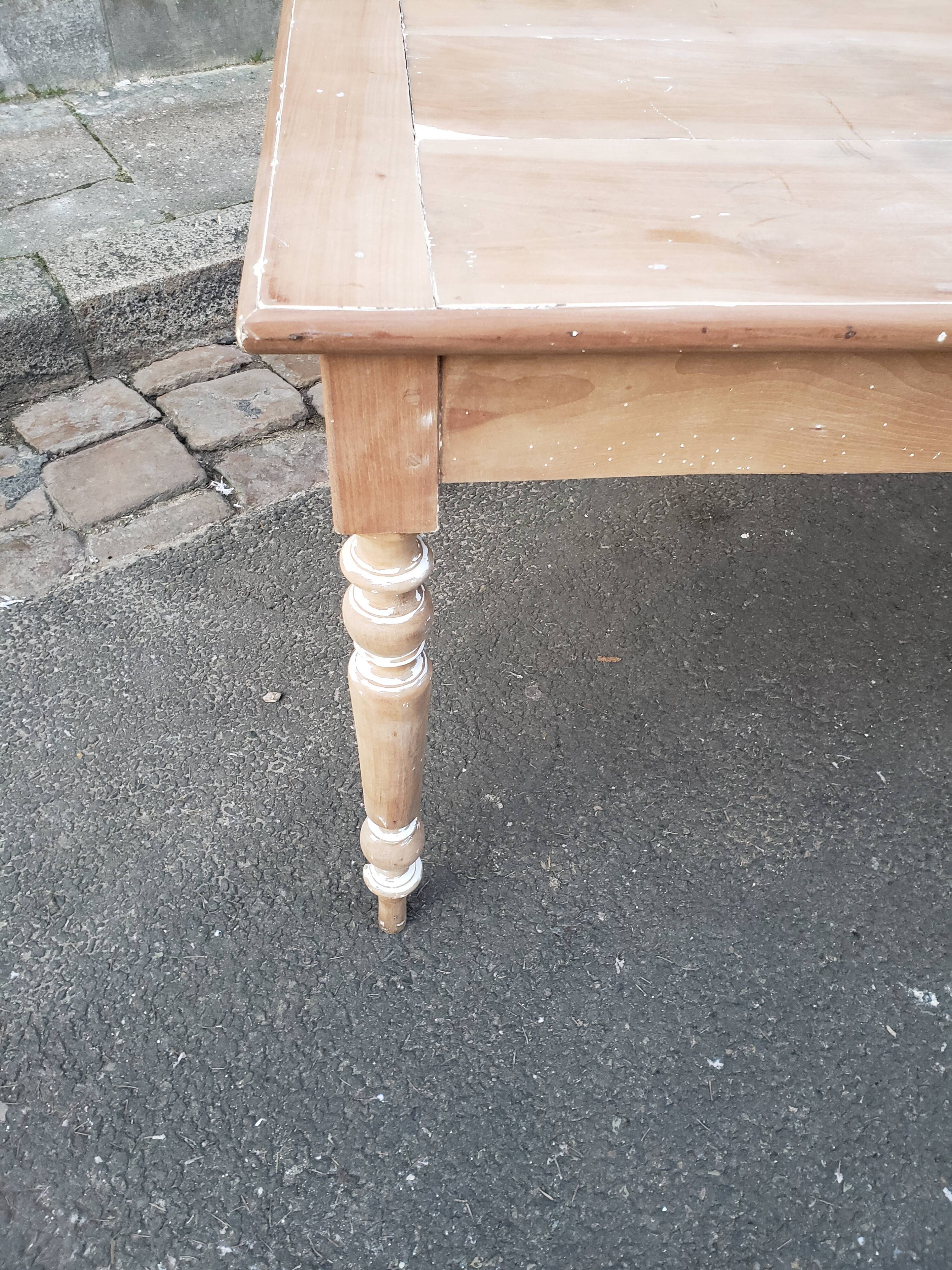 Old patina farm table turned feet