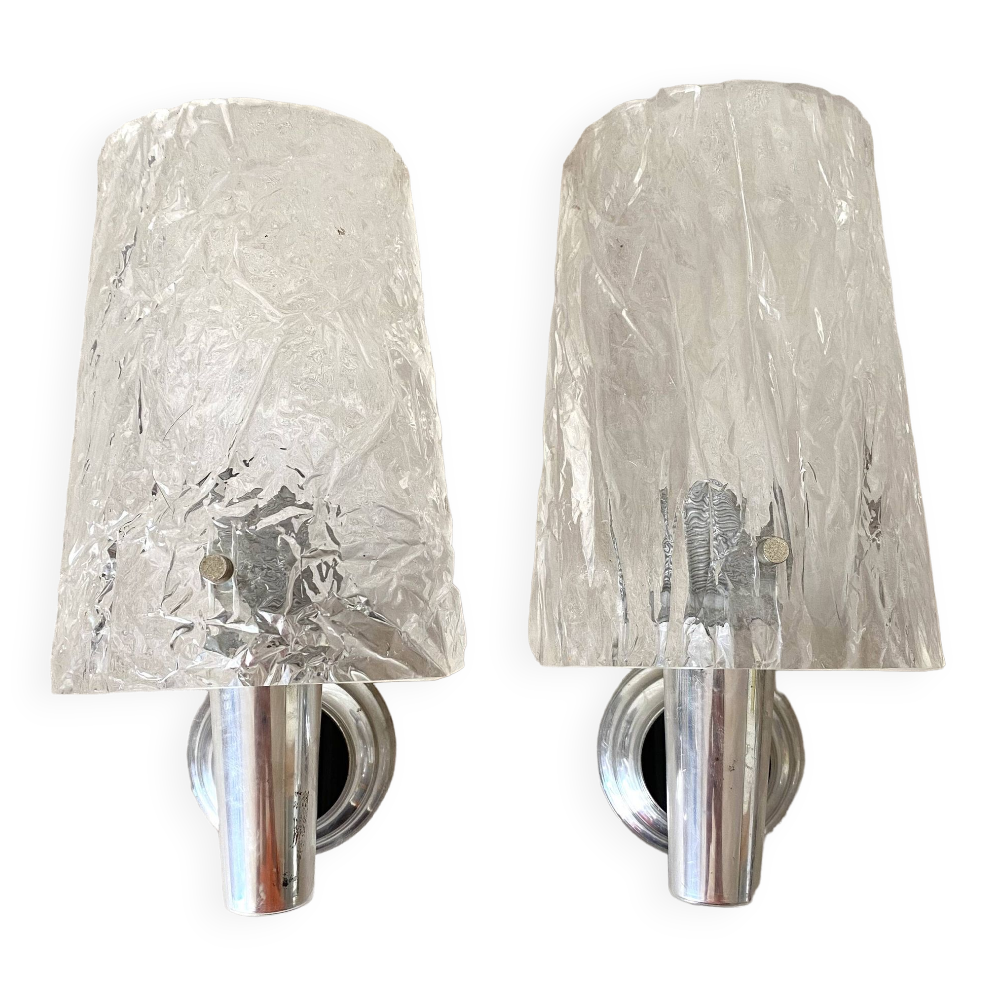 Pair of vintage cast perspex wall lights