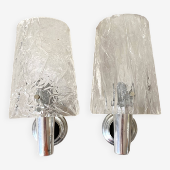 Pair of vintage molded perspex wall lights