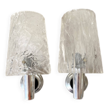Pair of vintage cast perspex wall lights