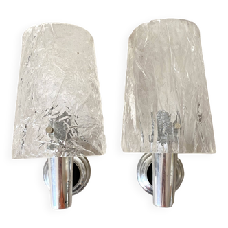 Pair of vintage cast perspex wall lights