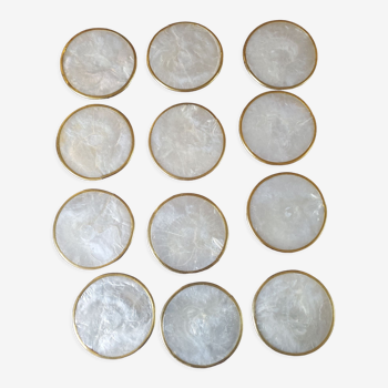 12 mother-of-pearl coasters
