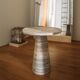 Silver travertine cone side table