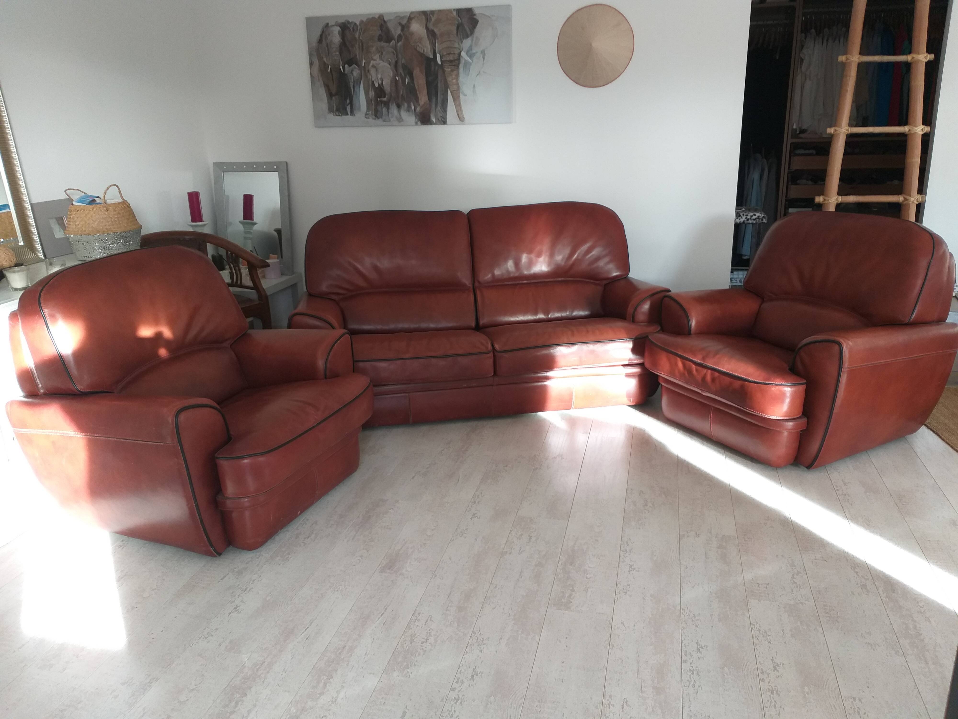 Full grain leather sofa