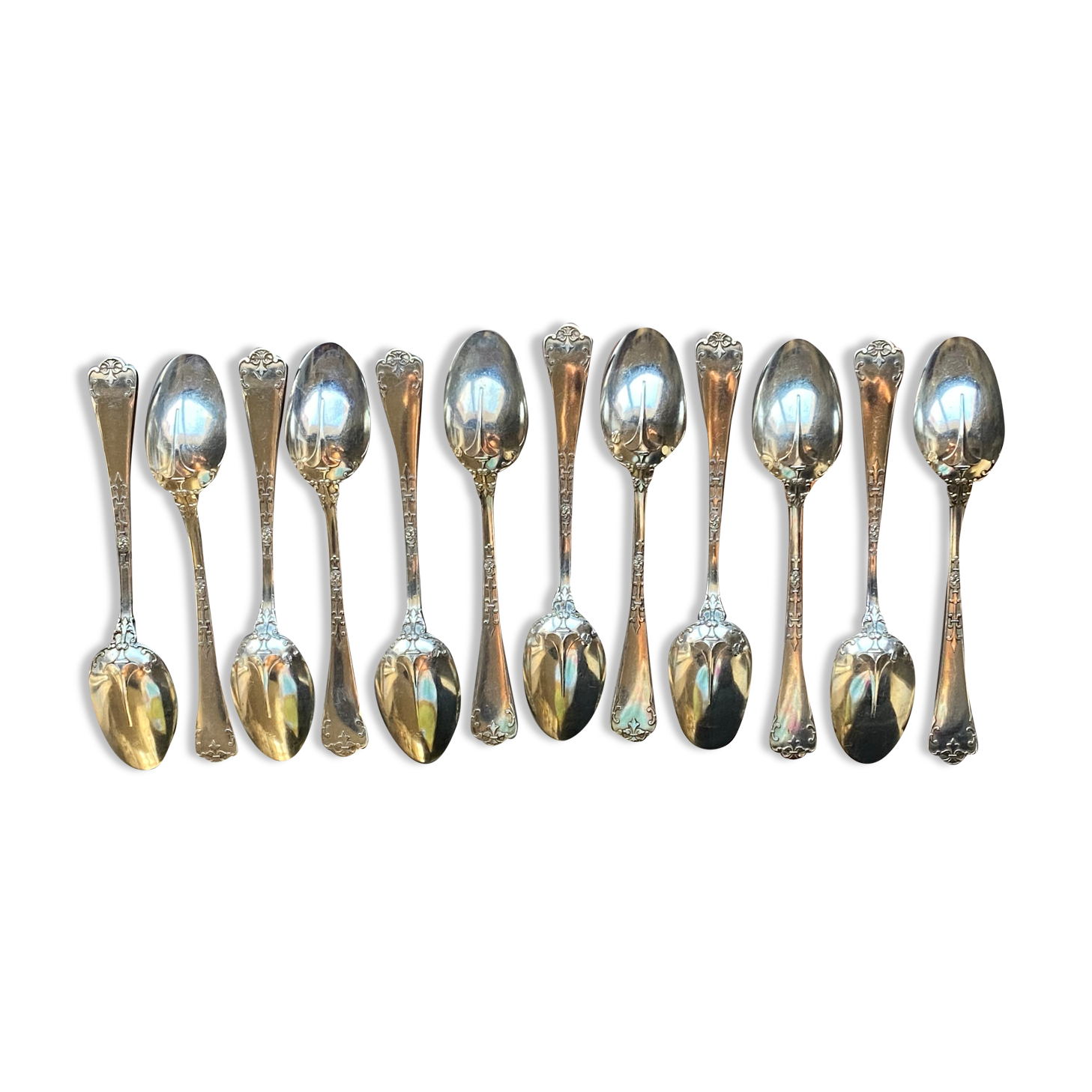 12 mocha spoons , solid silver, Émile Puiforcat