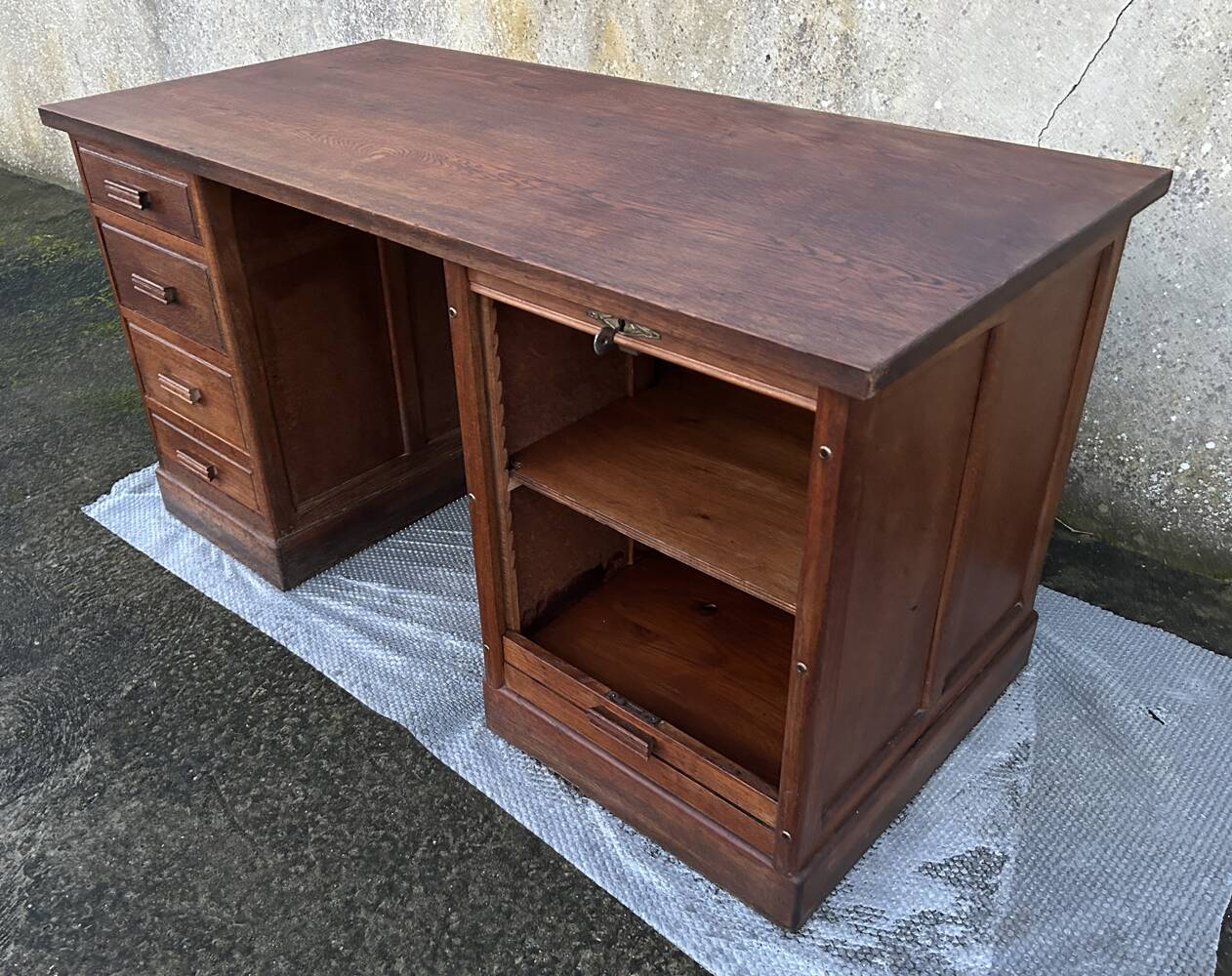 Bureau de notaire, meuble de métier, bois, vintage, début XXème.