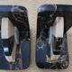 Art Deco pair of bookends in Portor marble and onyx, 1930s-1950s.