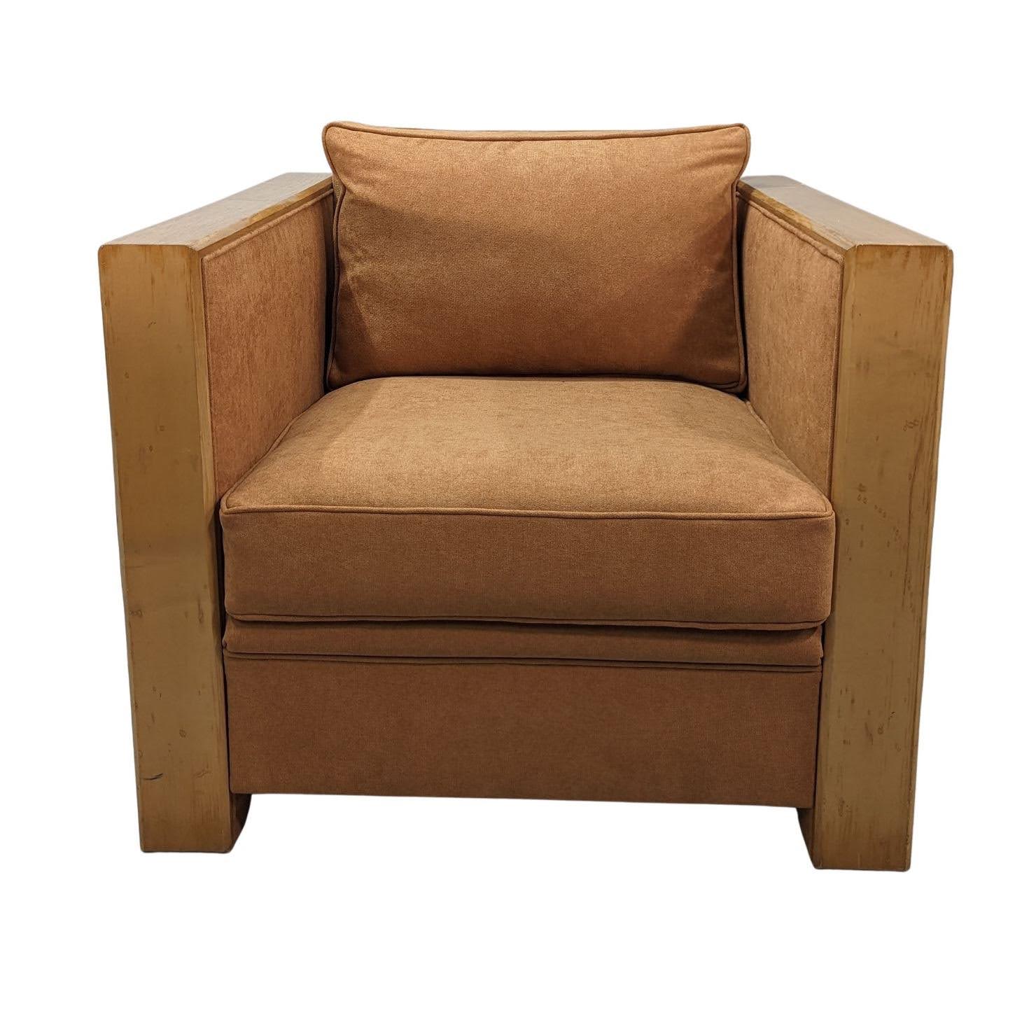 Club chairs Hugues Chevalier sycamore and suede