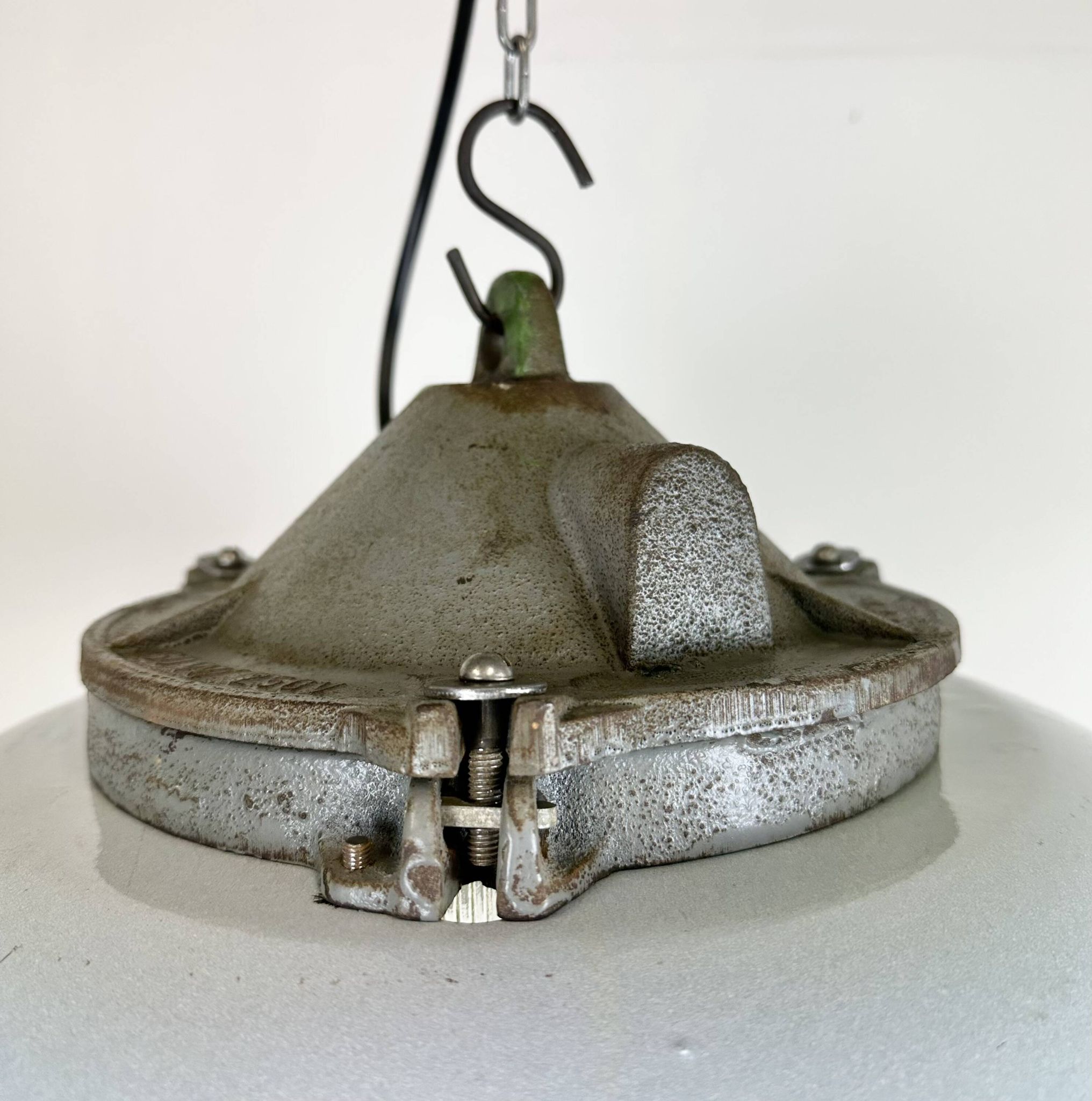 Industrial Blue Enamel Factory Pendant Lamp in Cast Iron from Zaos, 1960s