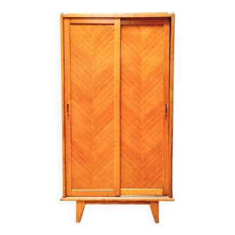 Vintage herringbone pattern cabinet with hanging space