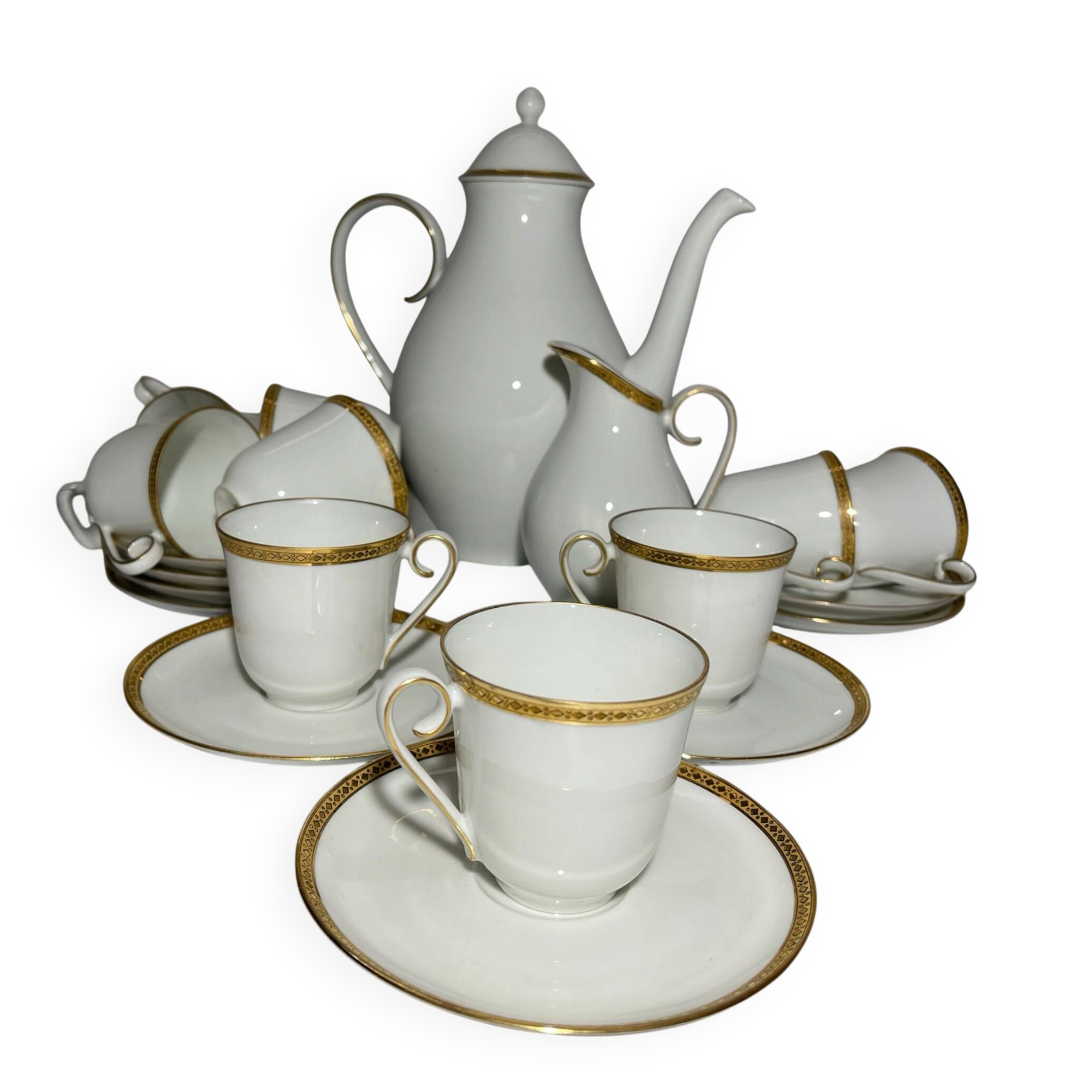 Antique porcelain coffee service – 9 people, Limoges