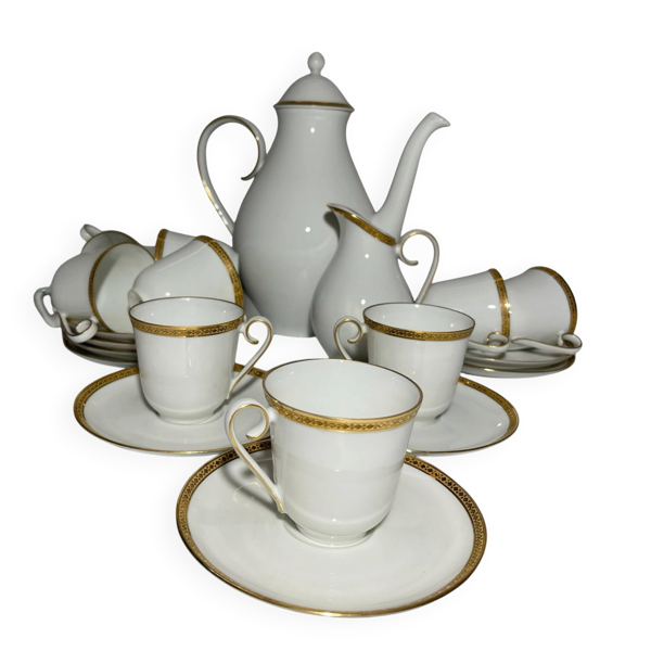 Service à café ancien en porcelaine – 9 personnes, Limoges