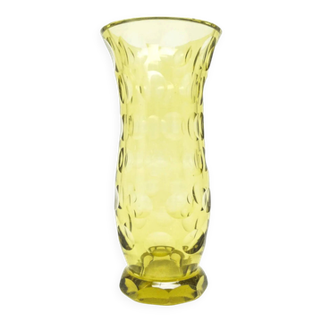 Vase Art Déco, cristal jaune, conçu par J. Hoffmann, Moser, Tchécoslovaquie, années 1950.