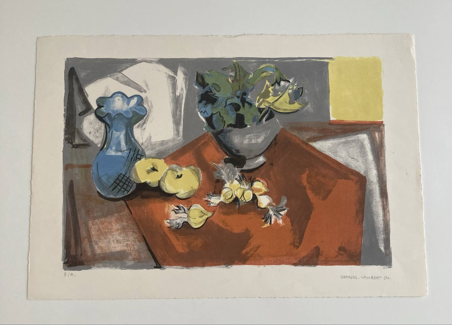 Lithographie signée Georges Lambert - Nature Morte - 1954
