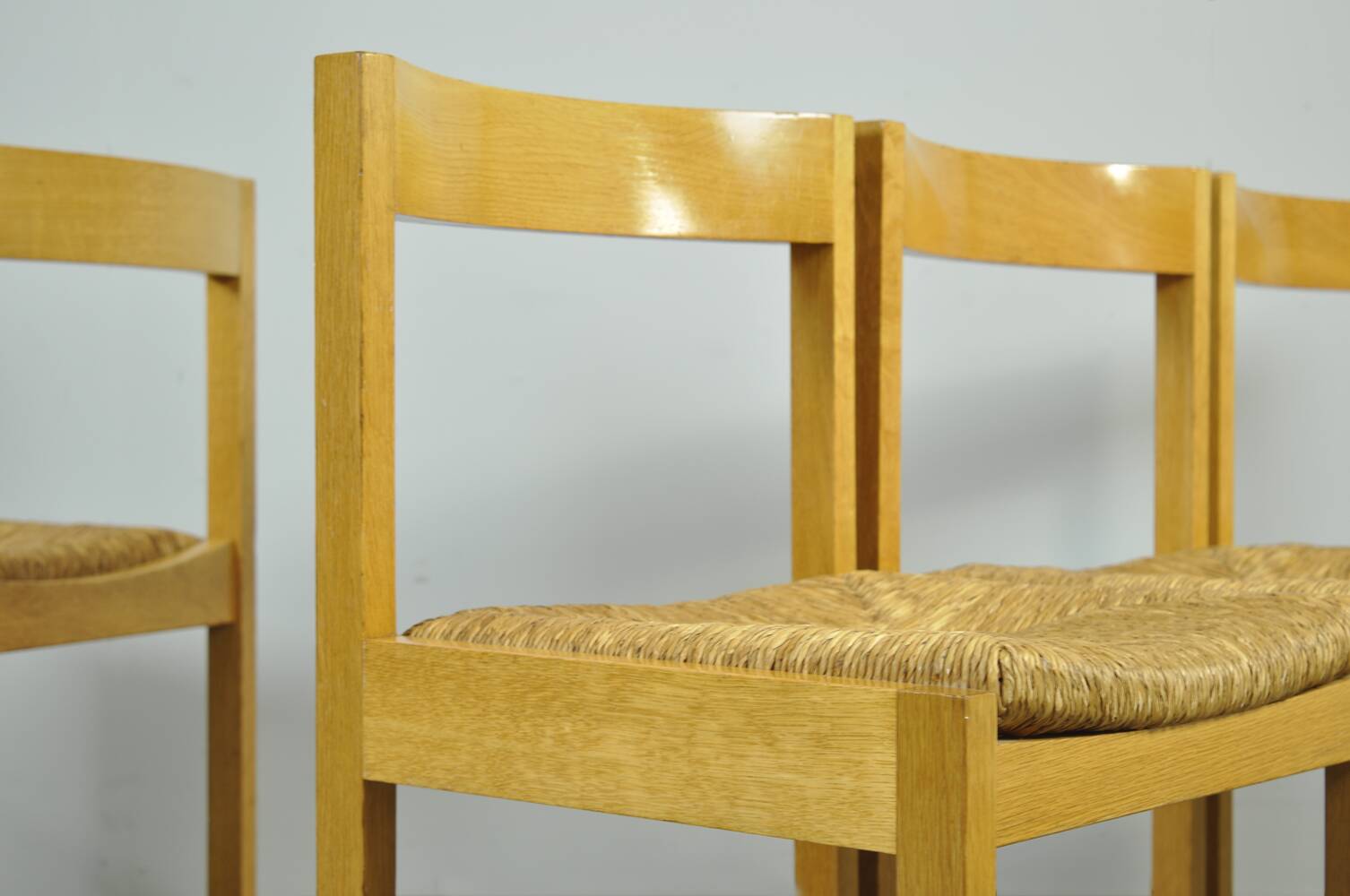 Chaises de salle à manger vintage en chêne et osier dutch design, gerard geytenbeek, années 1960