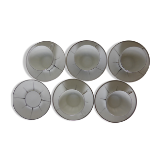 Set of 5 cups and under cups art deco style in Limoges porcelain