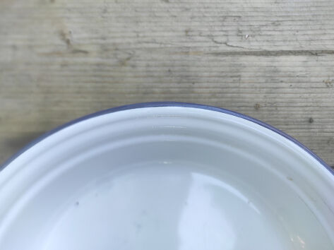 White enamelled sheet metal dish