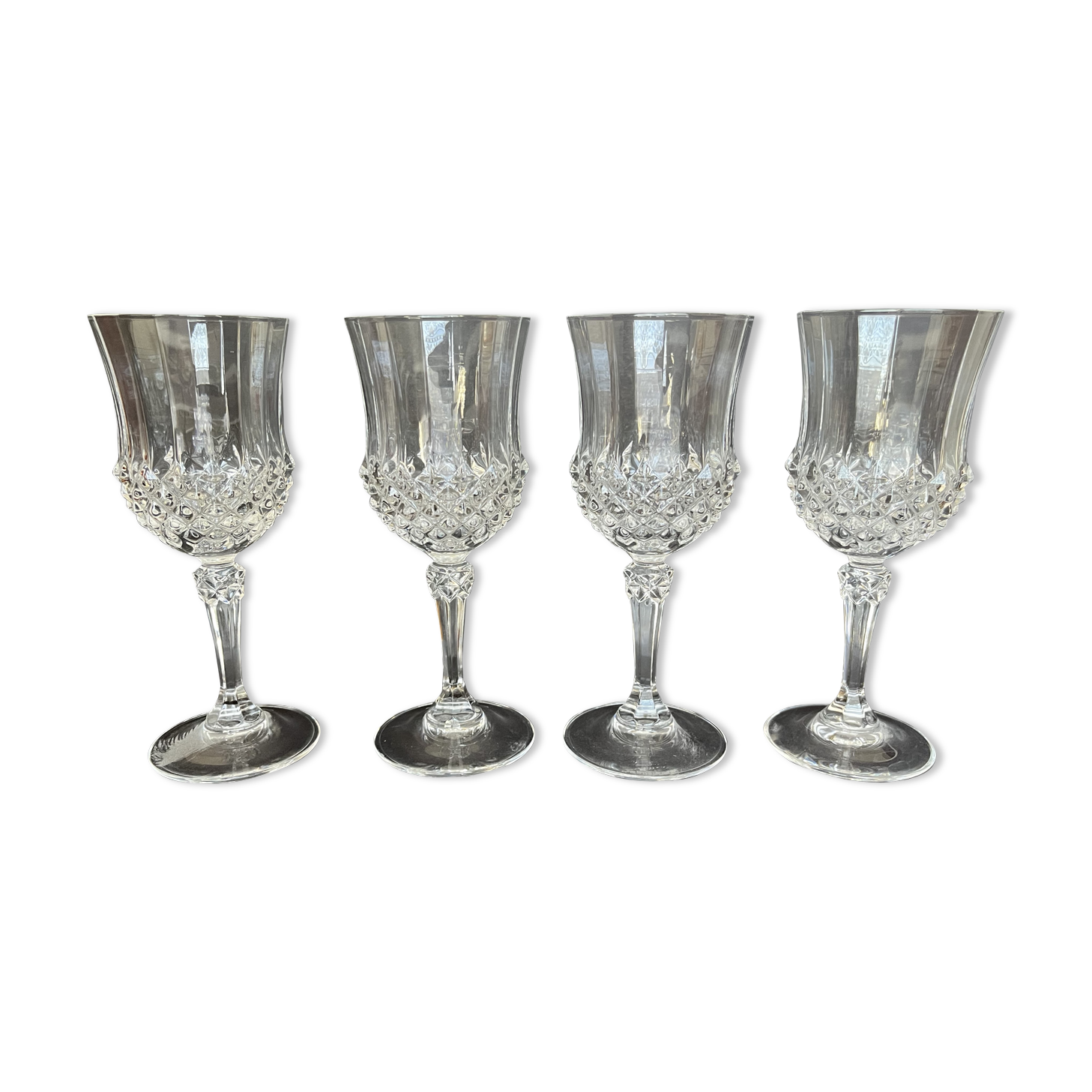 4 crystal wine glasses