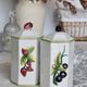 Vintage earthenware and slip storage jars – Strawberry and olive patterns