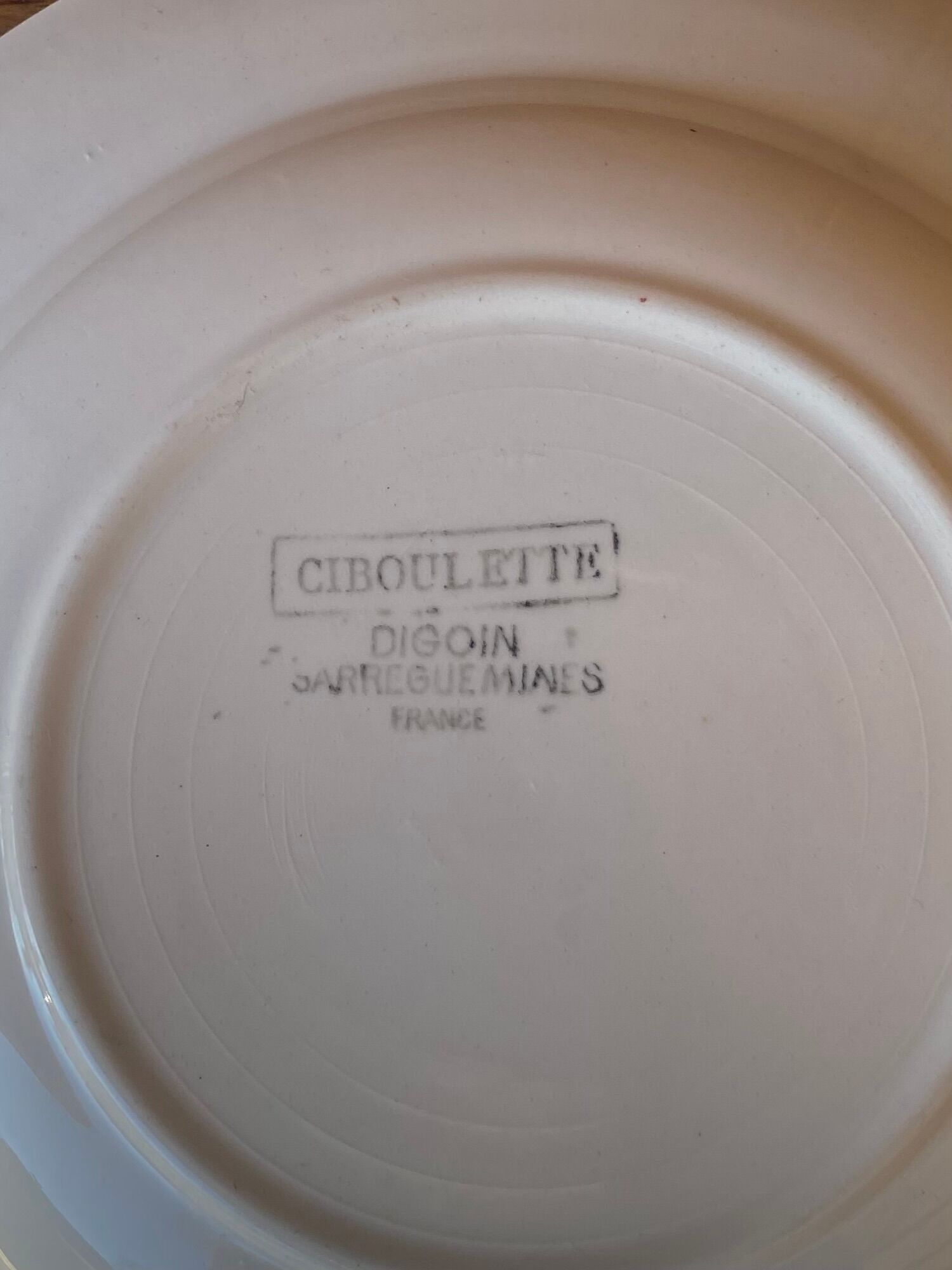 Set of 6 hollow plates old DIGOUIN model 'Chives'