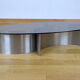 Table basse vintage acier brossé & verre circa 1970