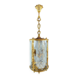 Louis XVI style lantern in gilded bronze and engraved glass, 20th century.