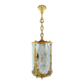 Lanterne de style Louis XVI en bronze doré et verre gravé, XXe Siècle