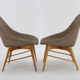 1970s Pair of Shell Beech Chairs, Czechoslovakia