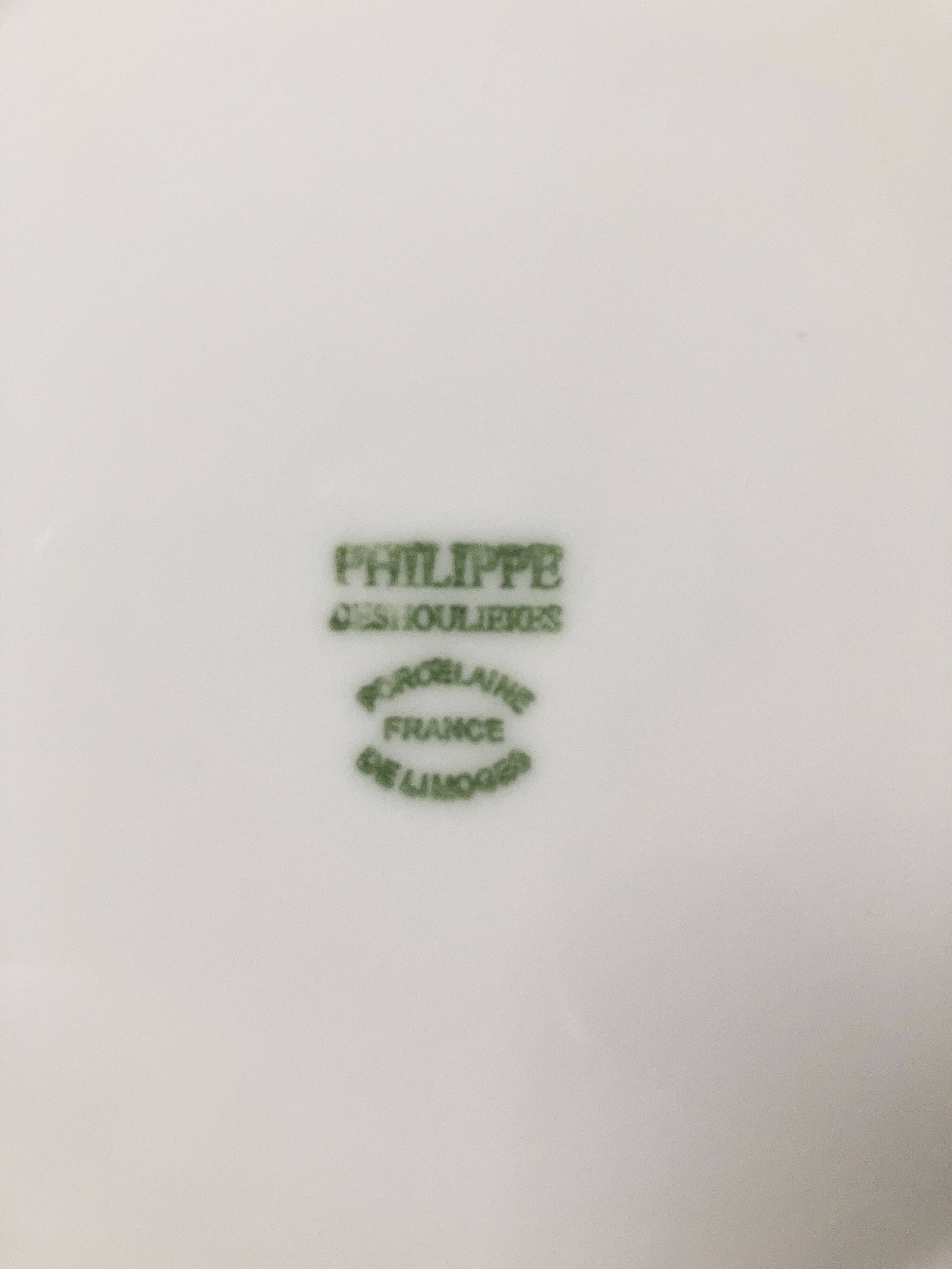 12 White Limoges porcelain dessert plates - Philippe Deshoulieres