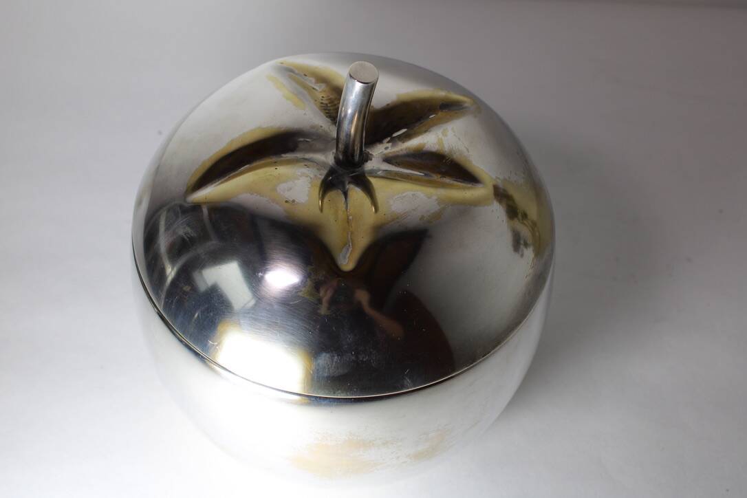 Vintage silver metal tomato ice bucket Italy 1960