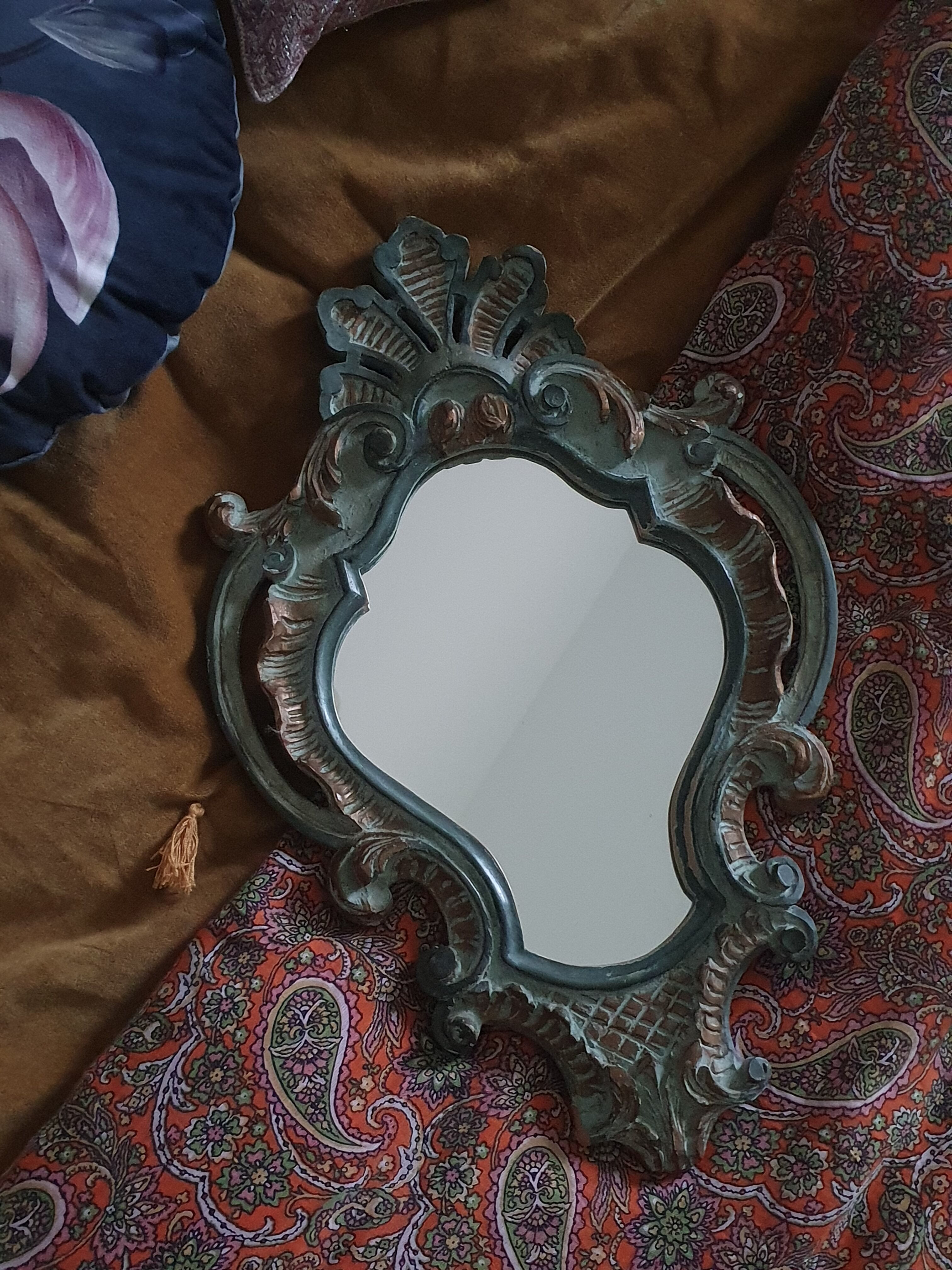Mirror shell painted wooden Louis XV style