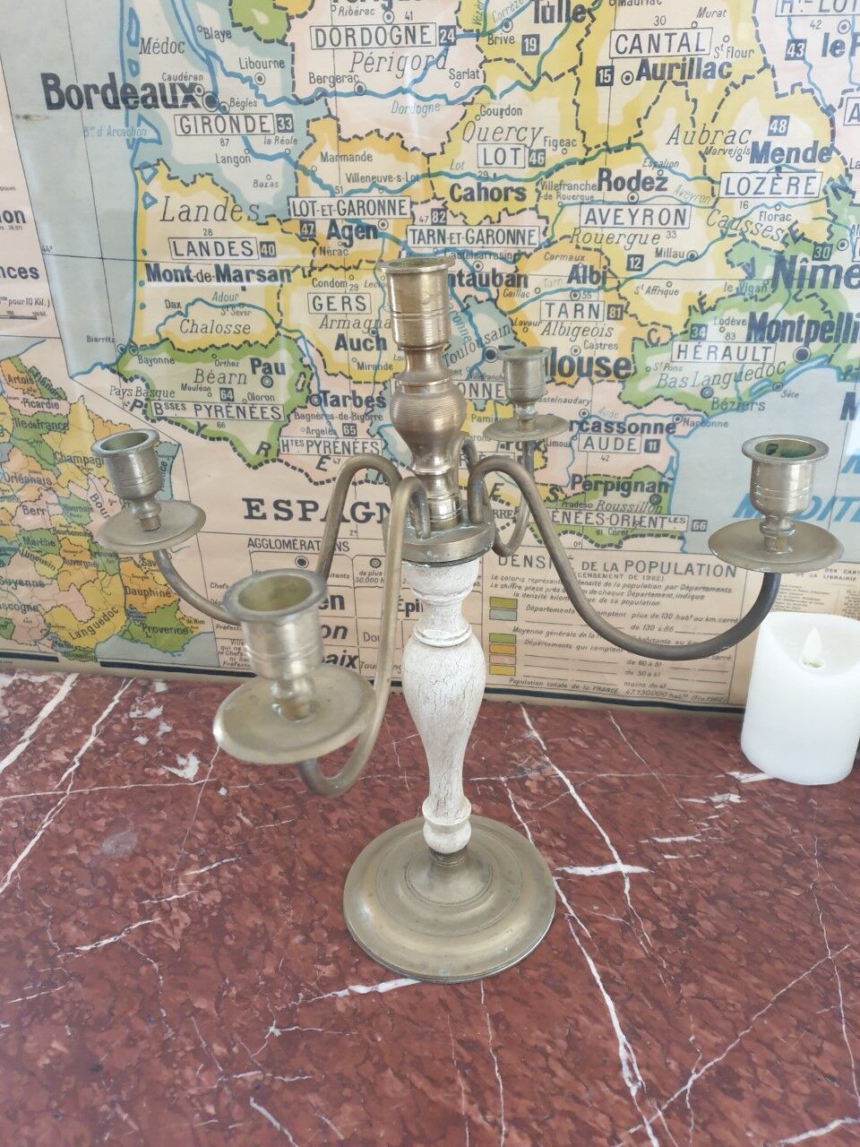 Chandelier 5 branches in brass