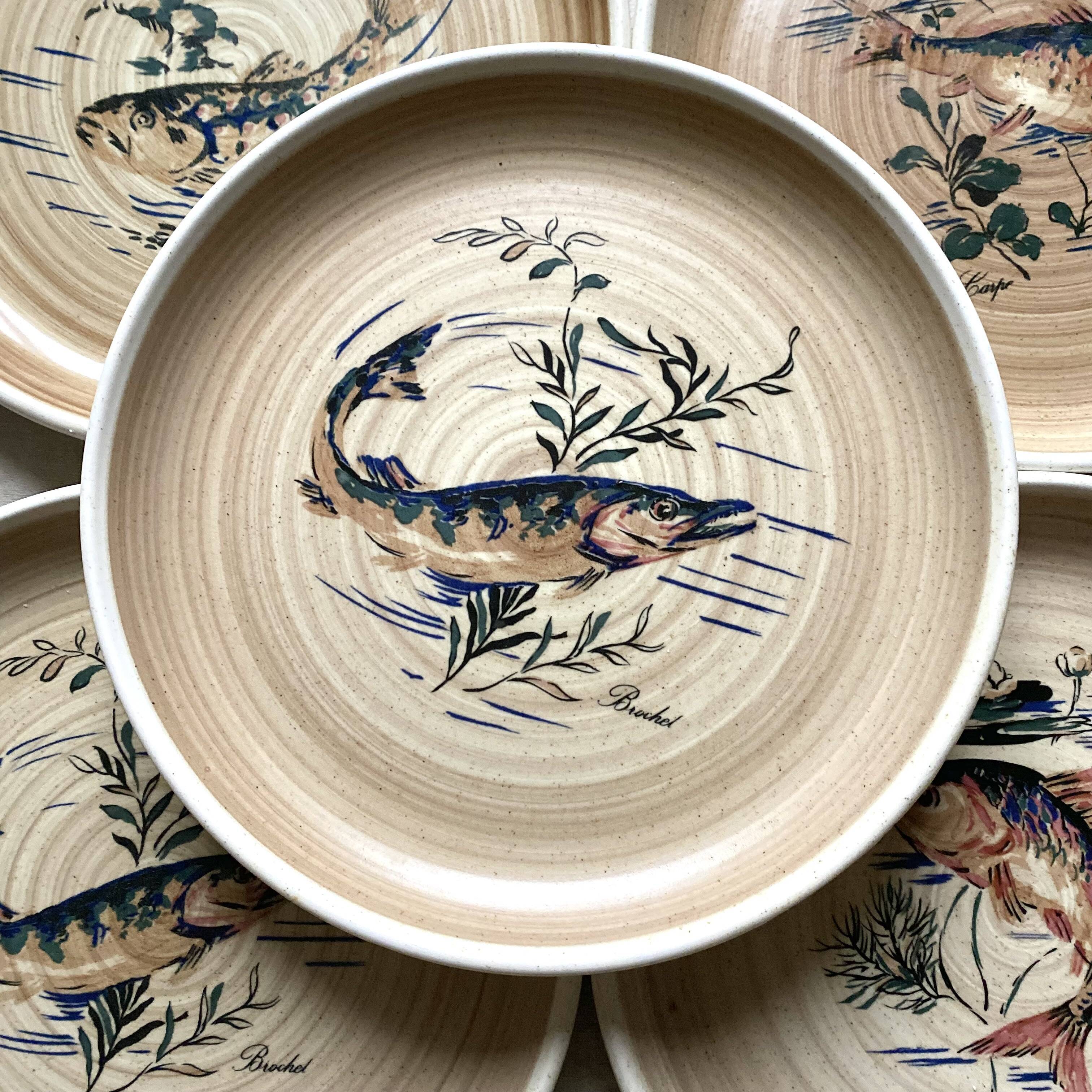 Flat plates Sarreguemines Fish Granville