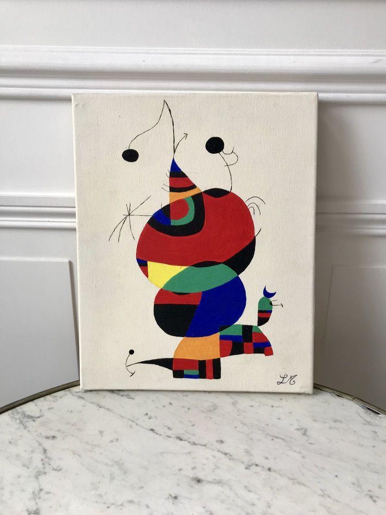Oil painting on canvas surrealist woman, bird, star