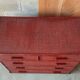 Vintage red lacquered rattan chest of drawers